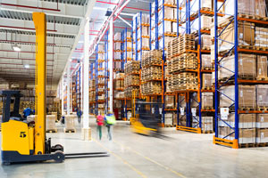 A busy warehouse